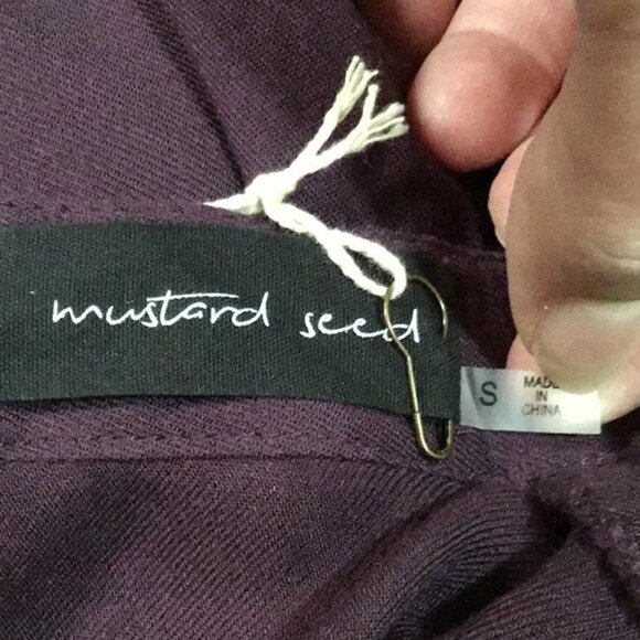 Purple Mustard Seed Long Sleeve Keyhole Mini Dress S 100% Rayon Boho Chic Style - Picture 9 of 10